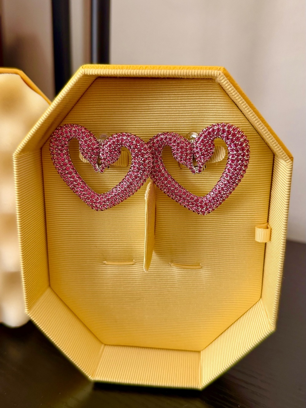 Swarovski Pink Crystal Heart Hoop Earrings